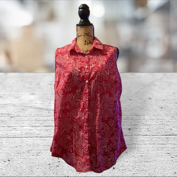 St John's bay bandana print sleeveless top size 1X - Picture 4 of 15